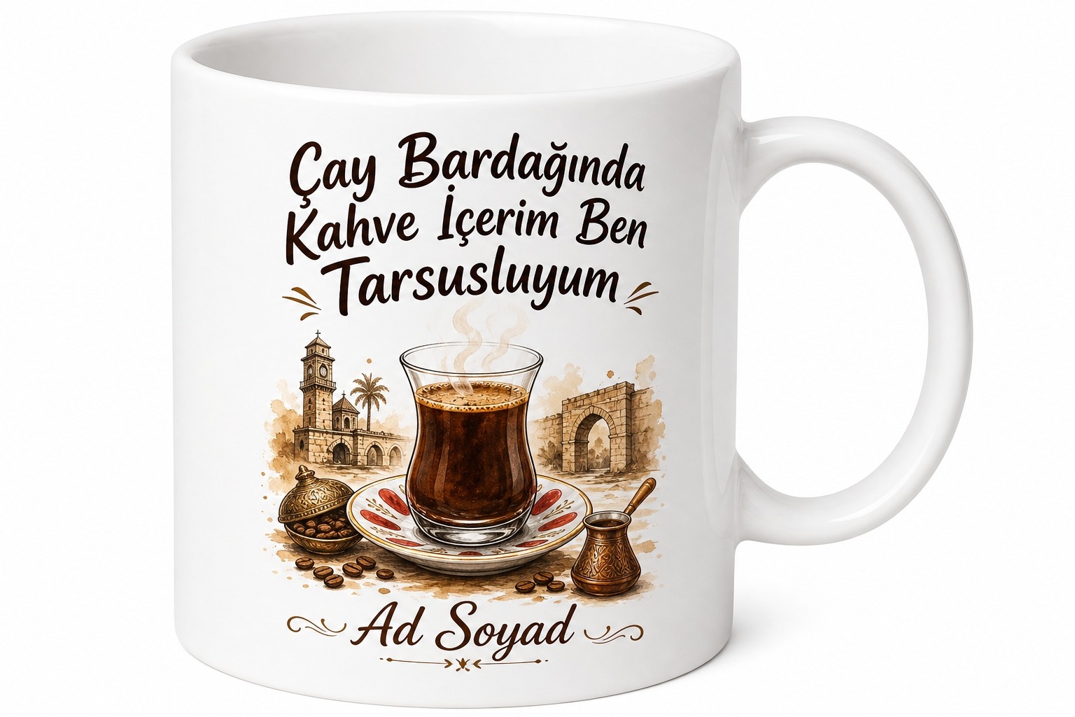 Tarsusi Kahve İçenlere Çay Bardağında Kahve Tarsus Kahvesi Kupa Bardak Hediye