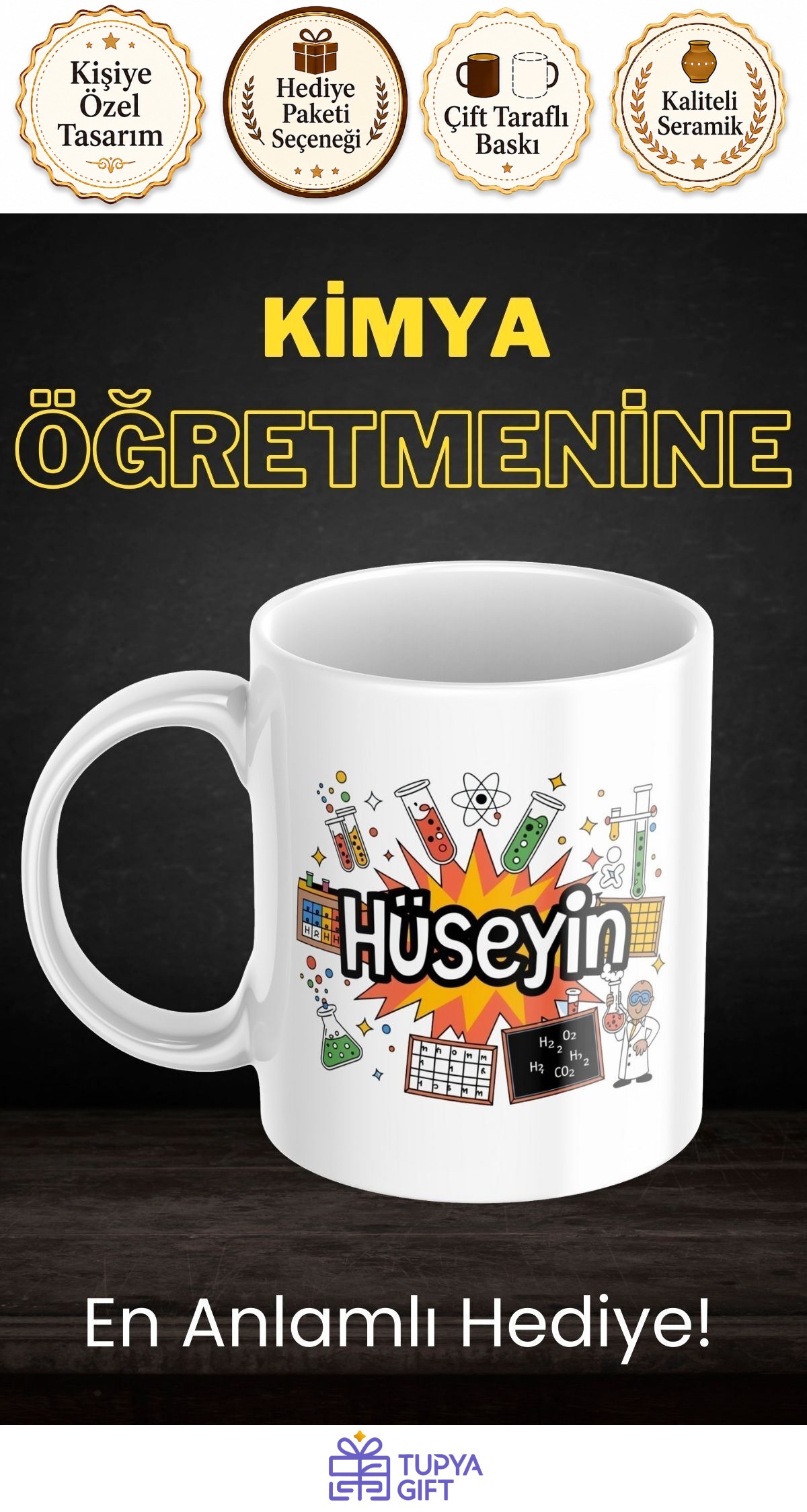 Kimya Öğretmenine Özel Kişisel Tasarım Kupa - Öğretmenler Günü Hediyesi