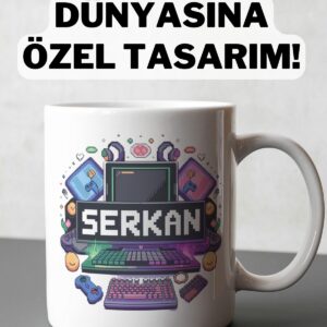 Kişiye Özel Gamer Tasarımlı İsimli Kupa Hediyelik - Oyun Dünyasına Özel Tasarım