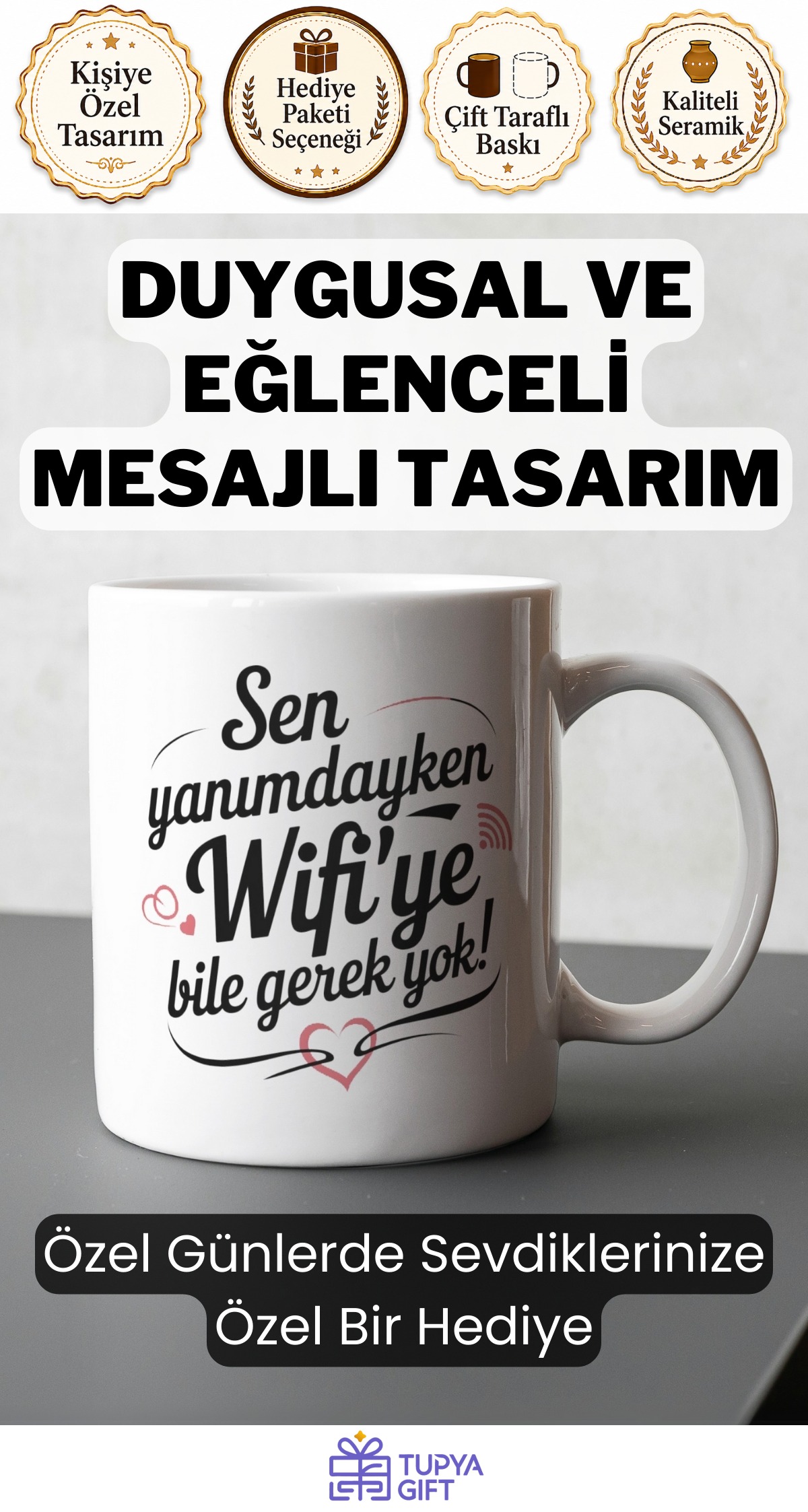 Sevgiliye Hediye Wi-Fi Esprili Romantik Kupa