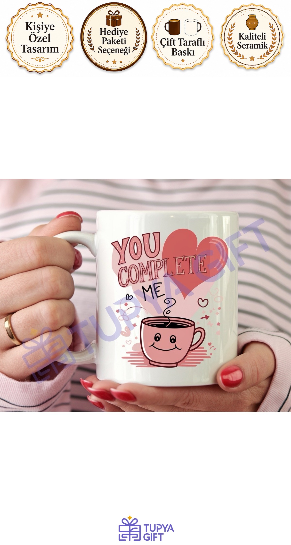 Sevgiliye Hediye Romantik Aşk Kupası - You Complete Me