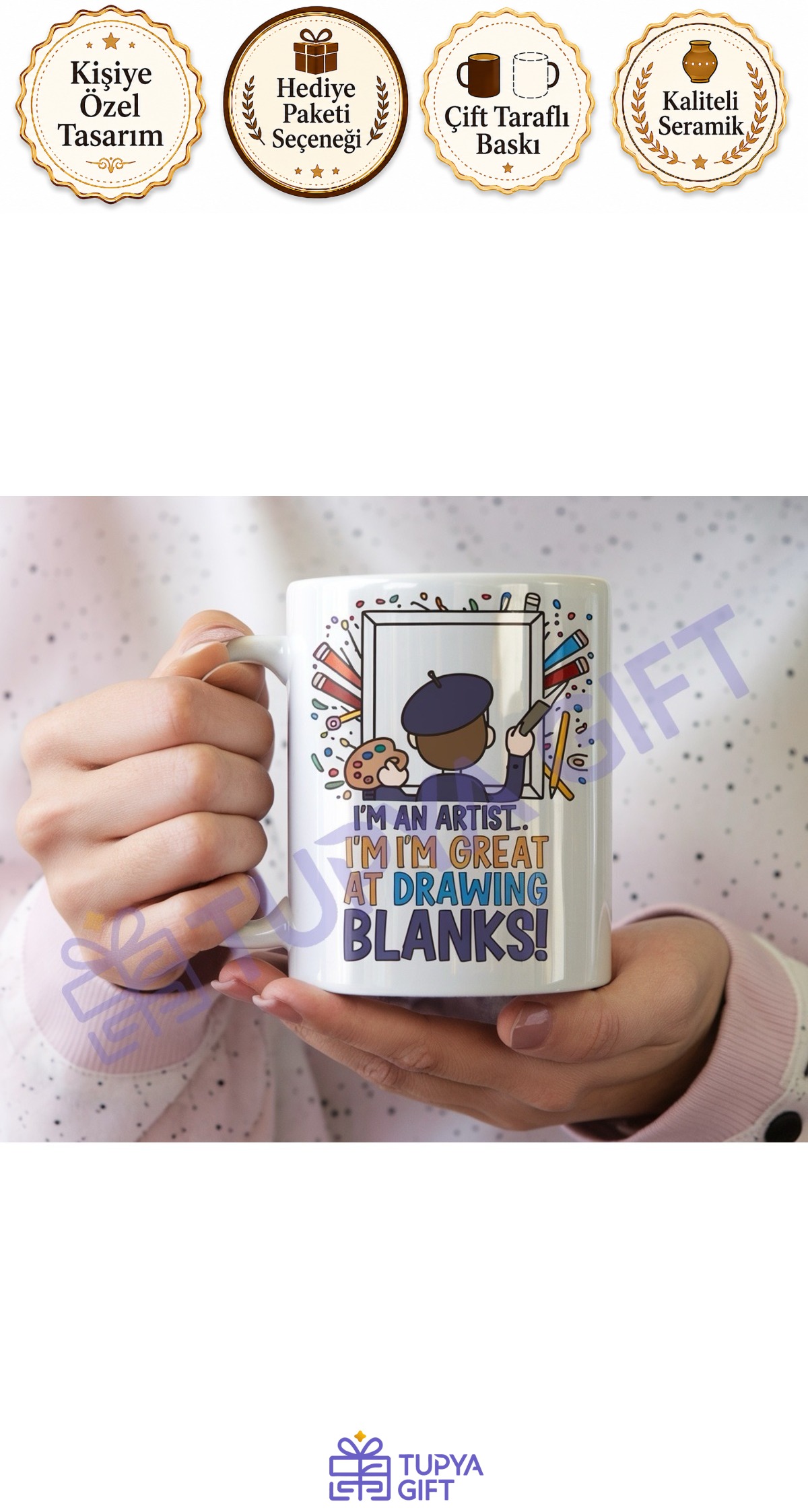 Sanatçıya Hediye Çizim Temalı Komik Kupa - Drawing Blanks