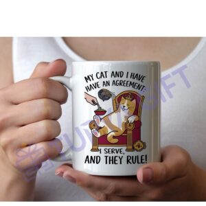 Kedi Severlere Özel Espirili Tasarım Kupa – “My Cat and I Have an Agreement”