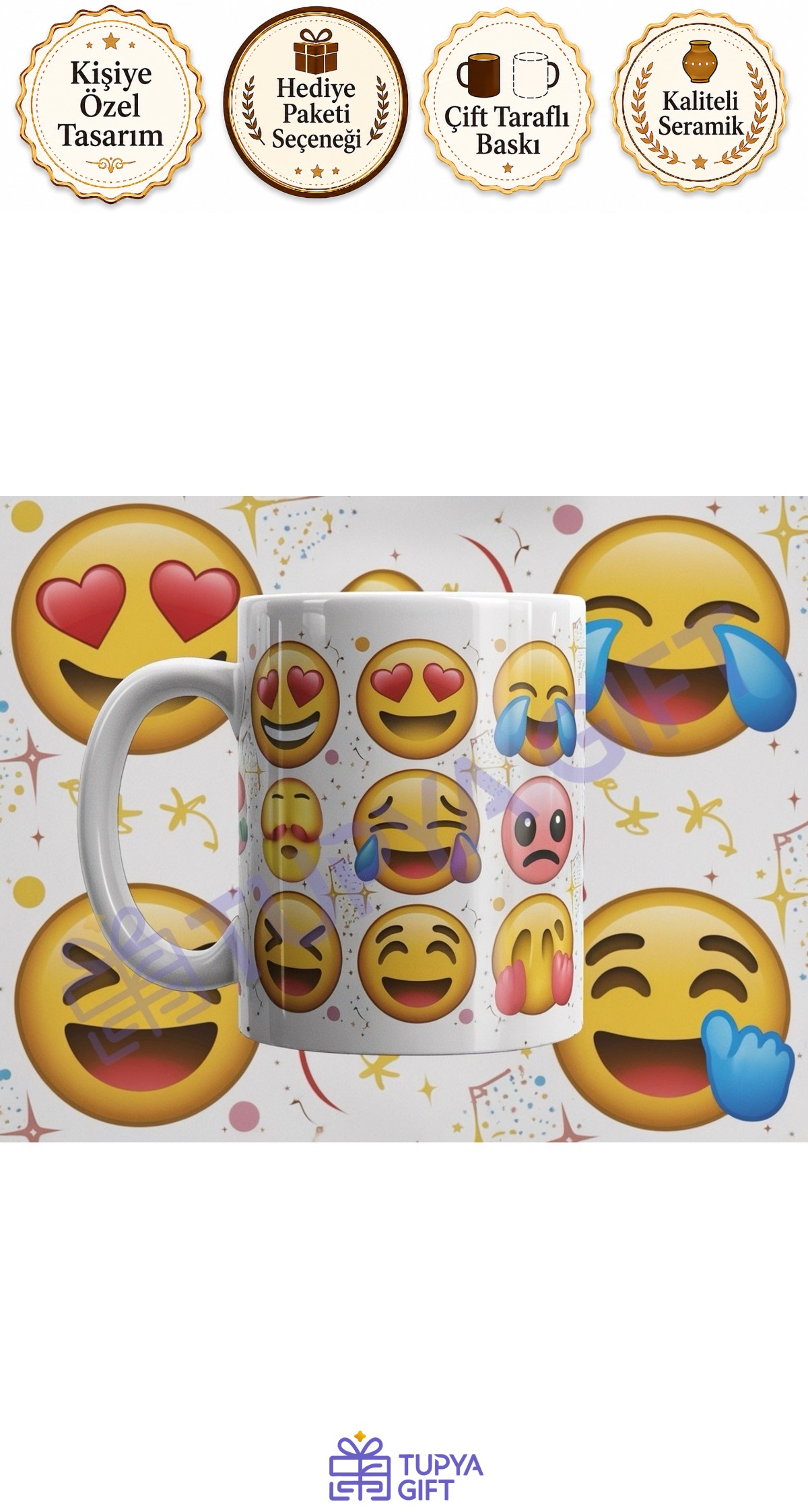 Emoji Temalı Eğlenceli Kupa – Renkli ve Canlı Tasarımıyla Gününüze Neşe Katın