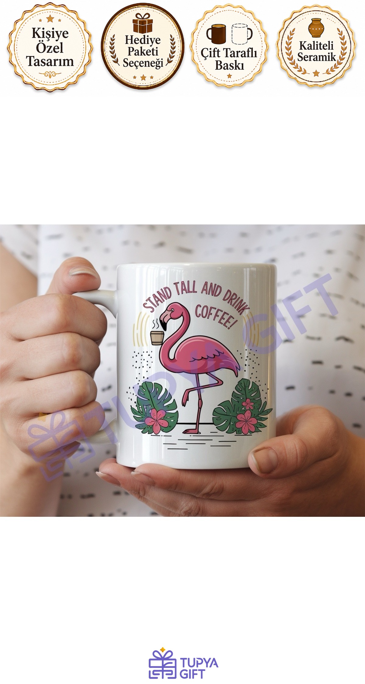 Flamingo Temalı Eğlenceli Kahve Kupası