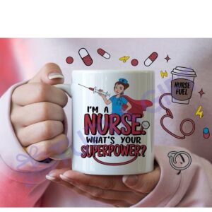 Hemşireye Hediye Süper Güç Temalı Komik Kupa - What’s Your Superpower