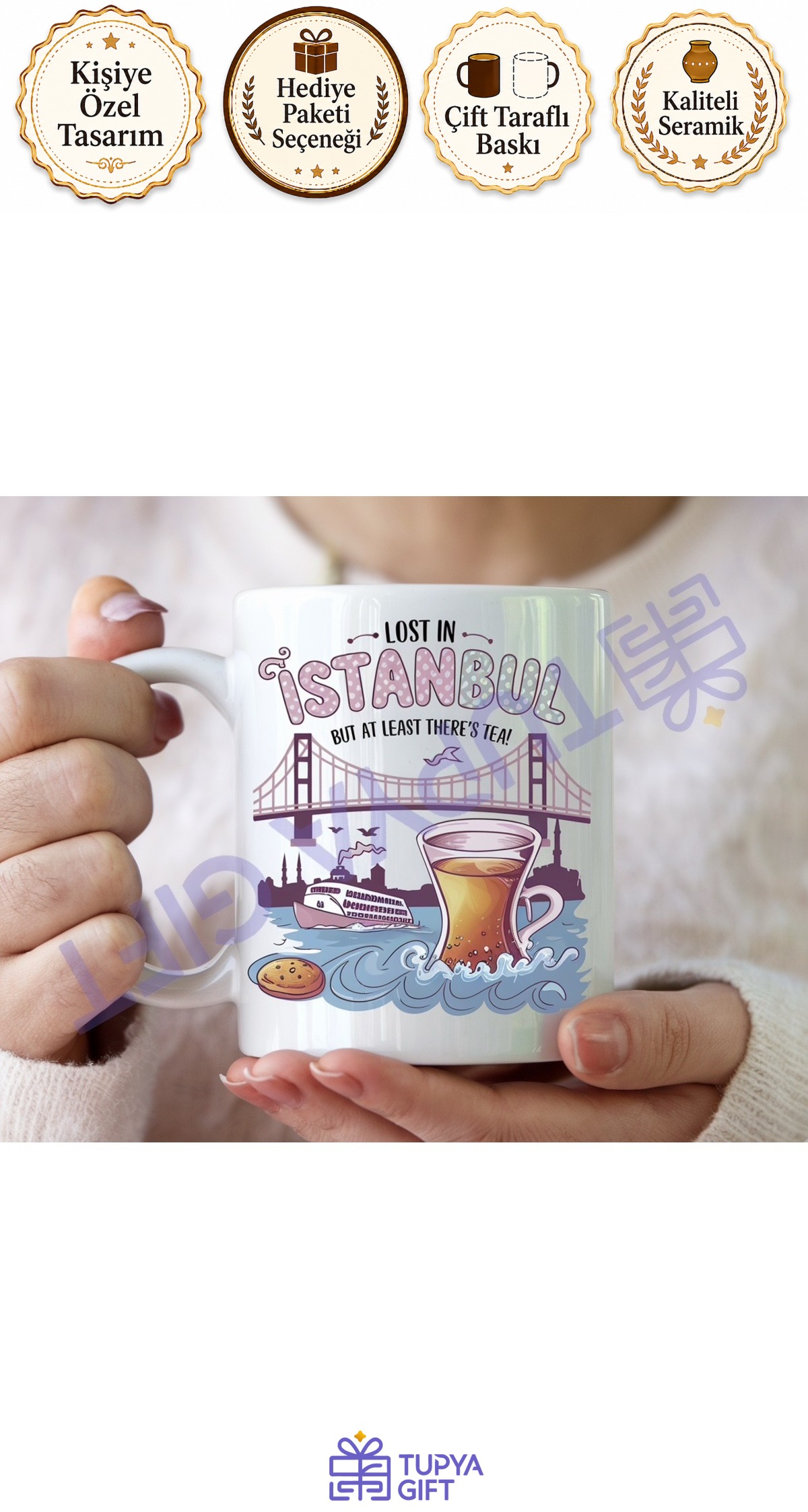 İstanbul Temalı Çay Tasarımlı Kupa