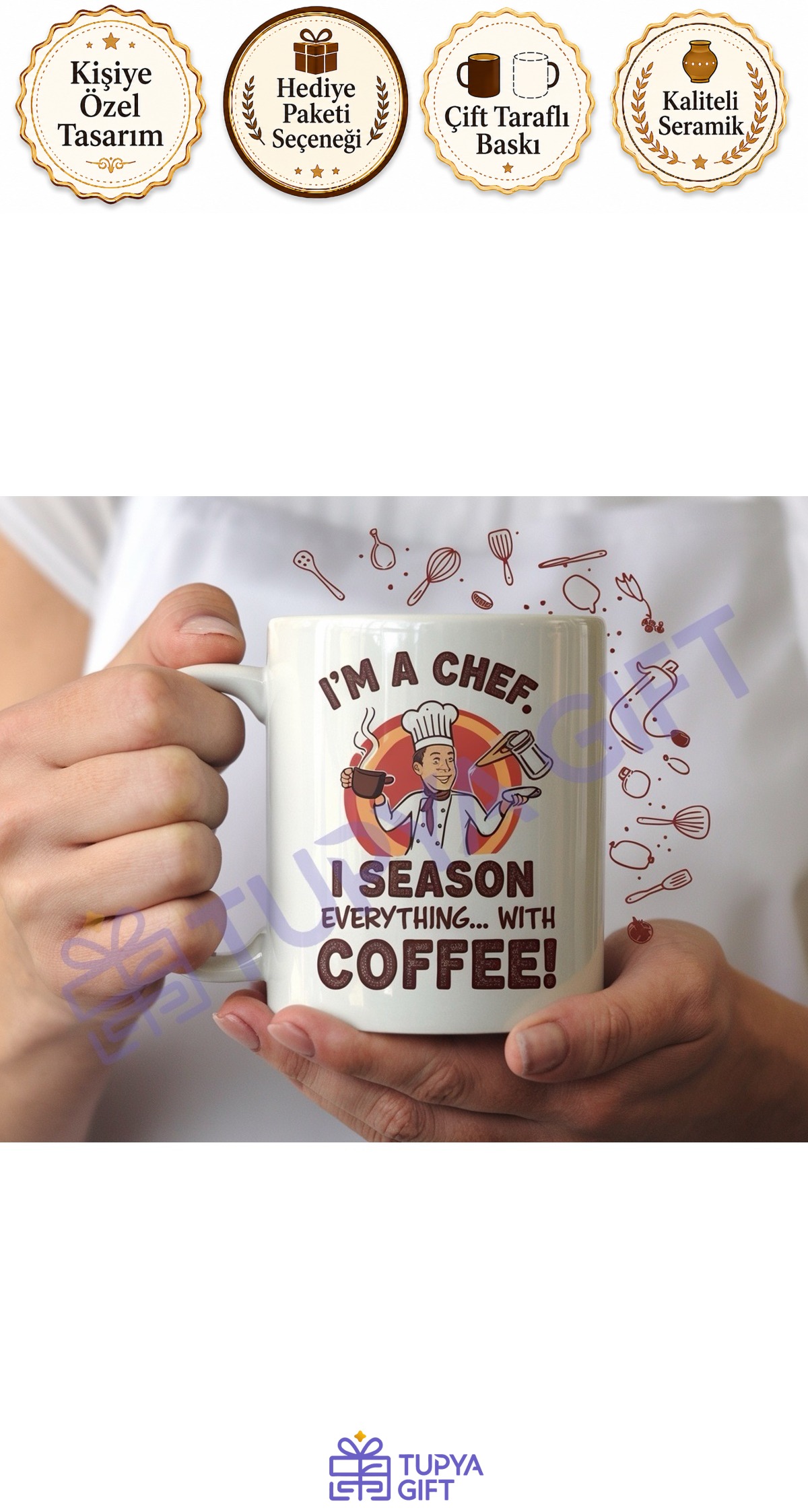 Şeflere Özel "I Season Everything with Coffee!" Seramik Kupa