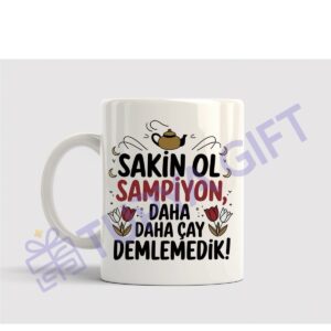 Çay Severlere Hediye Komik Şampiyon Yazılı Kupa