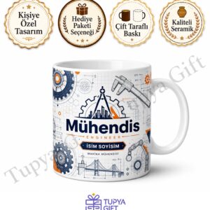 Mühendise Hediye Meslek Temalı Baskılı Kupa Bardak İsme Özel Mühendis Kupası