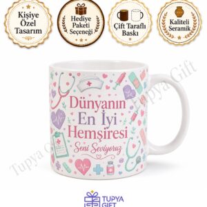 Hemşireye Hediye Kişiye Özel Baskılı Kupa Bardak Sağlık Temalı Hemşire Kupası