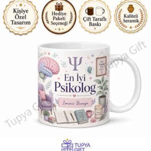 Psikolog Temalı Kişiye Özel Hediye Kupa Bardak İsme Özel Baskılı