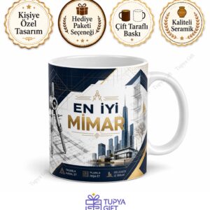 Mimara Hediye Meslek Baskılı Kupa Bardak Kişiye Özel Tasarım Mimar Hediyesi