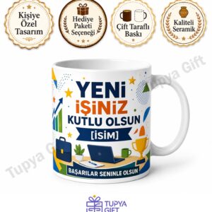 Yeni İş Tebrik Hediyesi İsme Özel Baskılı Motivasyon Kupa Bardak