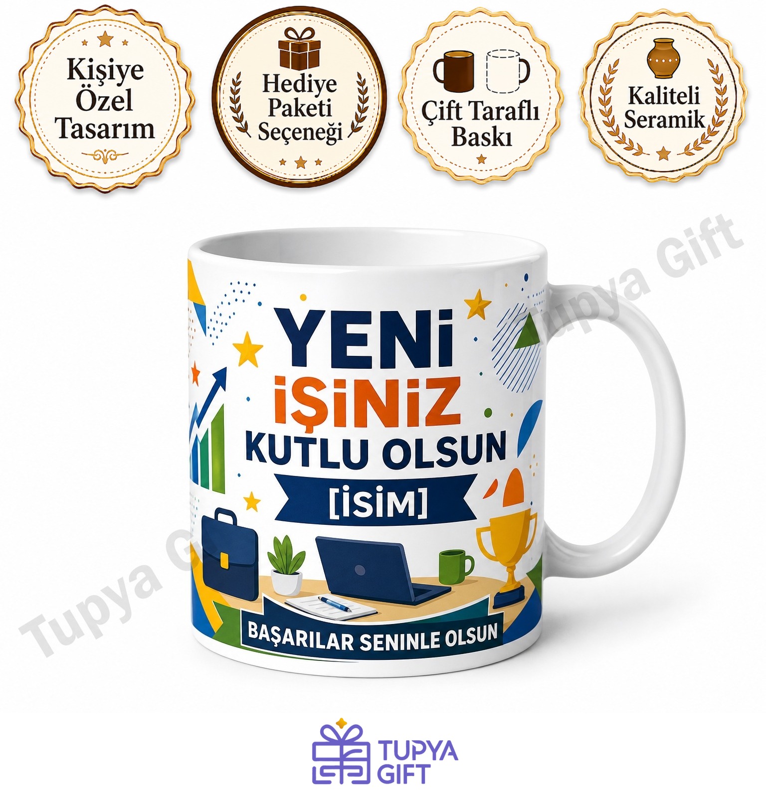 Yeni İş Tebrik Hediyesi İsme Özel Baskılı Motivasyon Kupa Bardak