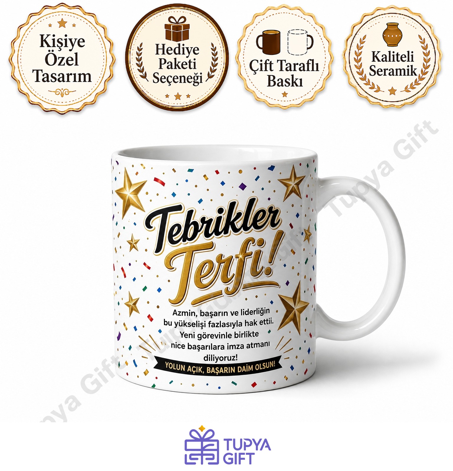 Terfi Hediyesi Kişiye Özel Kutlama Temalı Baskılı Kupa Bardak Hediye
