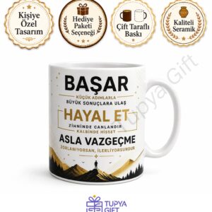 Motivasyon Sözleri Baskılı Kupa Bardak İlham Verici Hediye Özel Tasarım