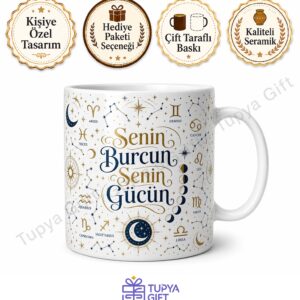 Astroloji Burç Temalı Kişiye Özel Baskılı Kupa Bardak Hediye Doğum Günü