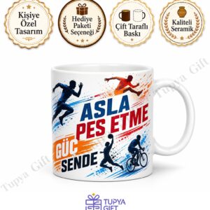 Spor Tutkunu İçin Motivasyon Yazılı Baskılı Kupa Bardak Hediye Sporcu Mug