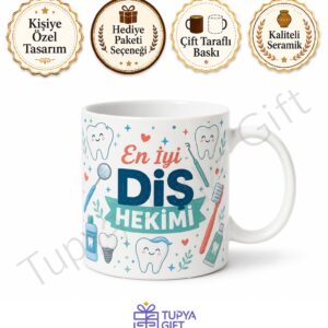 Diş Hekimine Hediye Meslek Baskılı Kişiye Özel Seramik Kupa Bardak