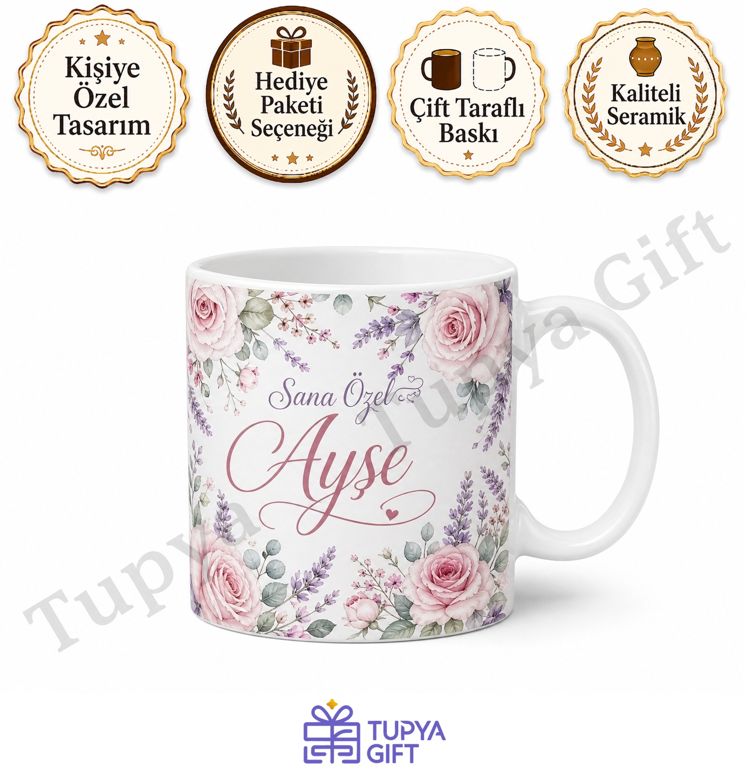 Kişiye Özel Baskılı Kupa Bardak İsme Özel Hediye Porselen Mug