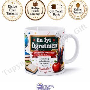 Kişiye Özel Öğretmenler Günü Hediye Sublimation Baskılı Porselen Kupa Bardak