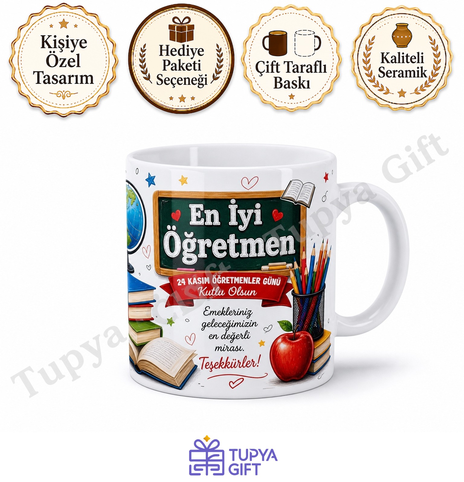 Kişiye Özel Öğretmenler Günü Hediye Sublimation Baskılı Porselen Kupa Bardak