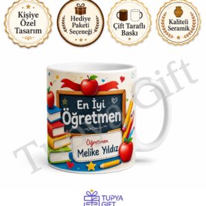 Öğretmene Hediye İsme Özel Baskılı Kupa Bardak Sublimation Öğretmenler Günü