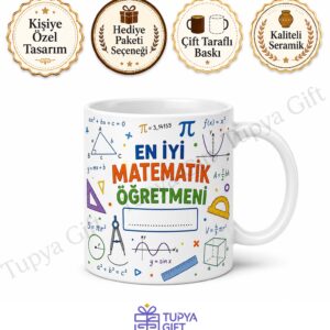 Matematik Öğretmenine Hediye İsimli Baskılı Kupa Bardak Öğretmenler Günü Hediyesi