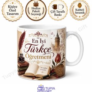 Türkçe Öğretmenine Hediye Özel Tasarım Baskılı Kupa Bardak Öğretmenler Günü