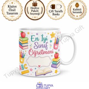 Sınıf Öğretmenine İsme Özel Kupa Bardak Öğretmenler Günü Hediye Sublimation Baskılı