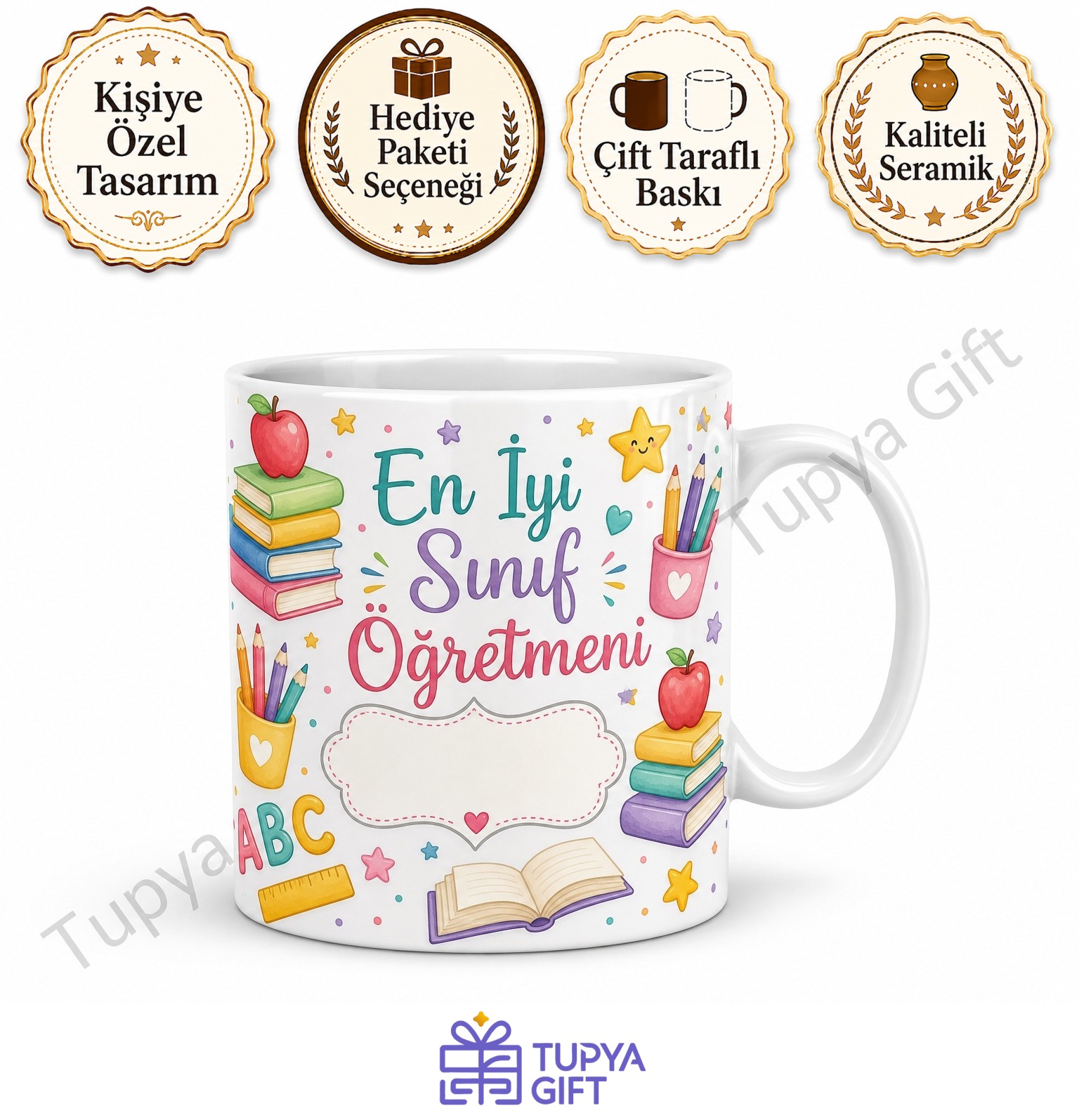 Sınıf Öğretmenine İsme Özel Kupa Bardak Öğretmenler Günü Hediye Sublimation Baskılı