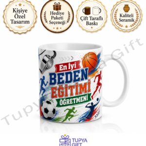 Beden Eğitimi Öğretmenine Hediye Baskılı Kupa Bardak Öğretmenler Günü Hediyesi