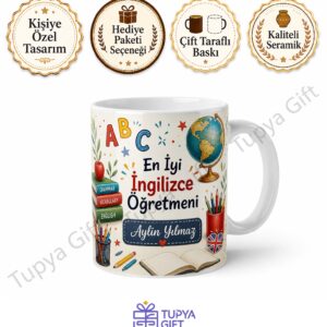 İngilizce Öğretmenine İsme Özel Kupa Bardak Hediye Öğretmenler Günü