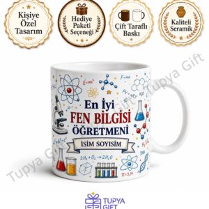 Fen Bilgisi Öğretmenine Hediye Kişiye Özel Baskılı Kupa Bardak Öğretmenler Günü