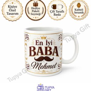 Babaya Hediye İsme Özel Sublimation Kupa Bardak Babalar Günü Hediyesi