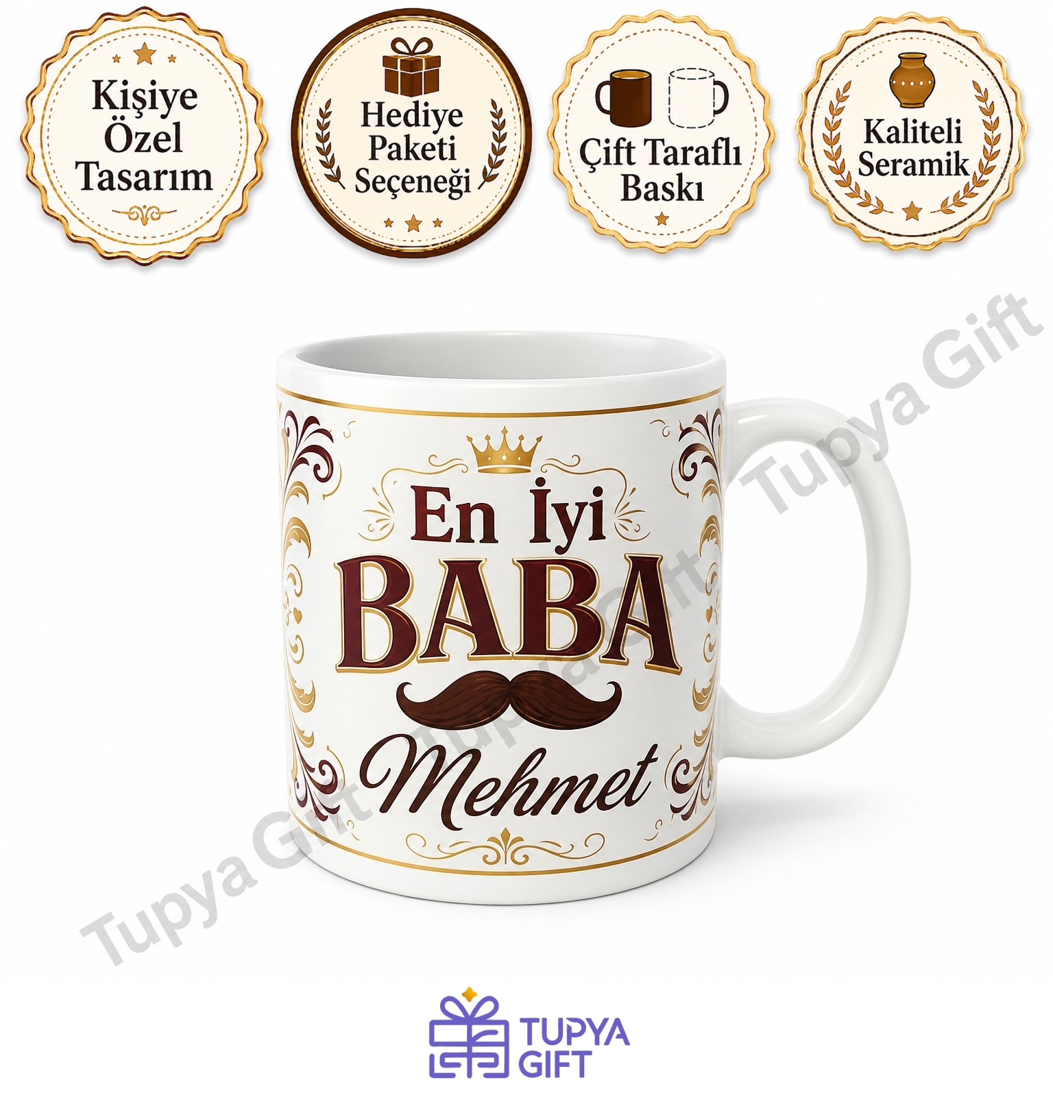 Babaya Hediye İsme Özel Sublimation Kupa Bardak Babalar Günü Hediyesi