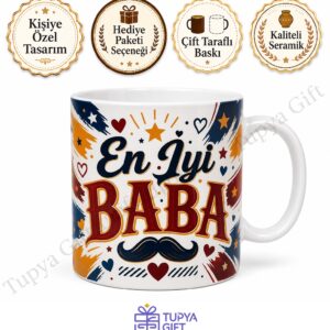En İyi Babaya Özel Tasarım Baskılı Kupa Bardak Hediye Babalar Günü