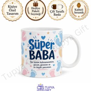 Yeni Babaya Hediye Kişiye Özel Baskılı Kupa Bardak Yeni Baba Hediyesi