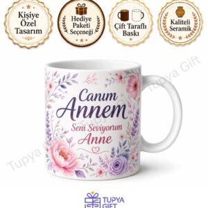 Anneye Hediye Kişiye Özel Baskılı Kupa Bardak Anneler Günü Hediyesi
