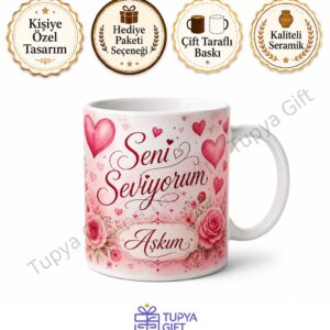 Sevgiliye Hediye İsme Özel Sublimation Baskılı Kupa Bardak Sevgili Hediyesi