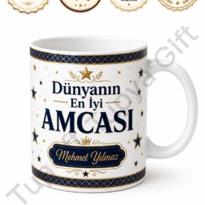 Amcaya Hediye İsme Özel Baskılı Kupa Bardak Amca Hediyesi Özel Tasarım
