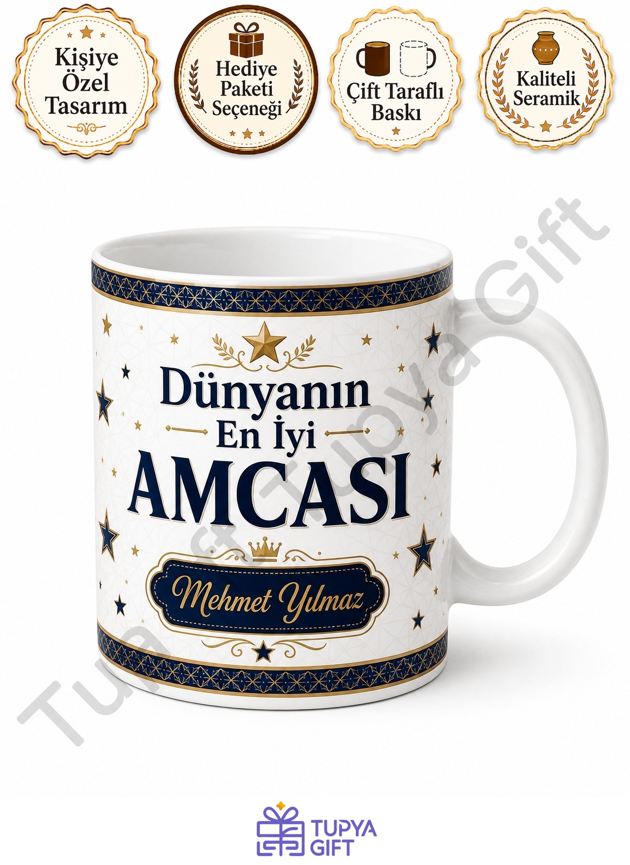 Amcaya Hediye İsme Özel Baskılı Kupa Bardak Amca Hediyesi Özel Tasarım