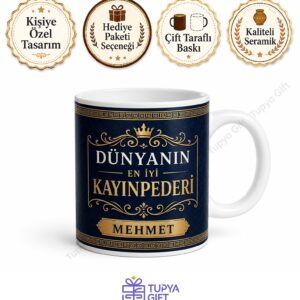 Kayınpederime Hediye İsme Özel Baskılı Kupa Bardak Özel Tasarım Hediye