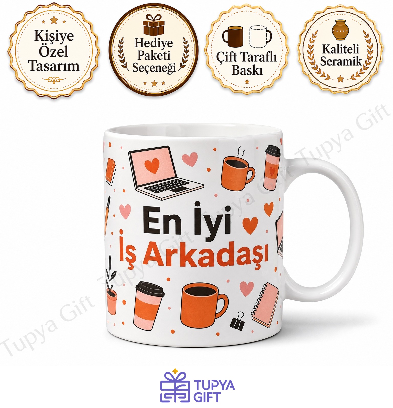 İş Arkadaşına Hediye Kişiye Özel Baskılı Kupa Bardak Ofis Hediyesi