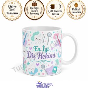 Diş Hekimine Hediye Kişiye Özel Baskılı Kupa Bardak Diş Doktoru Hediyesi
