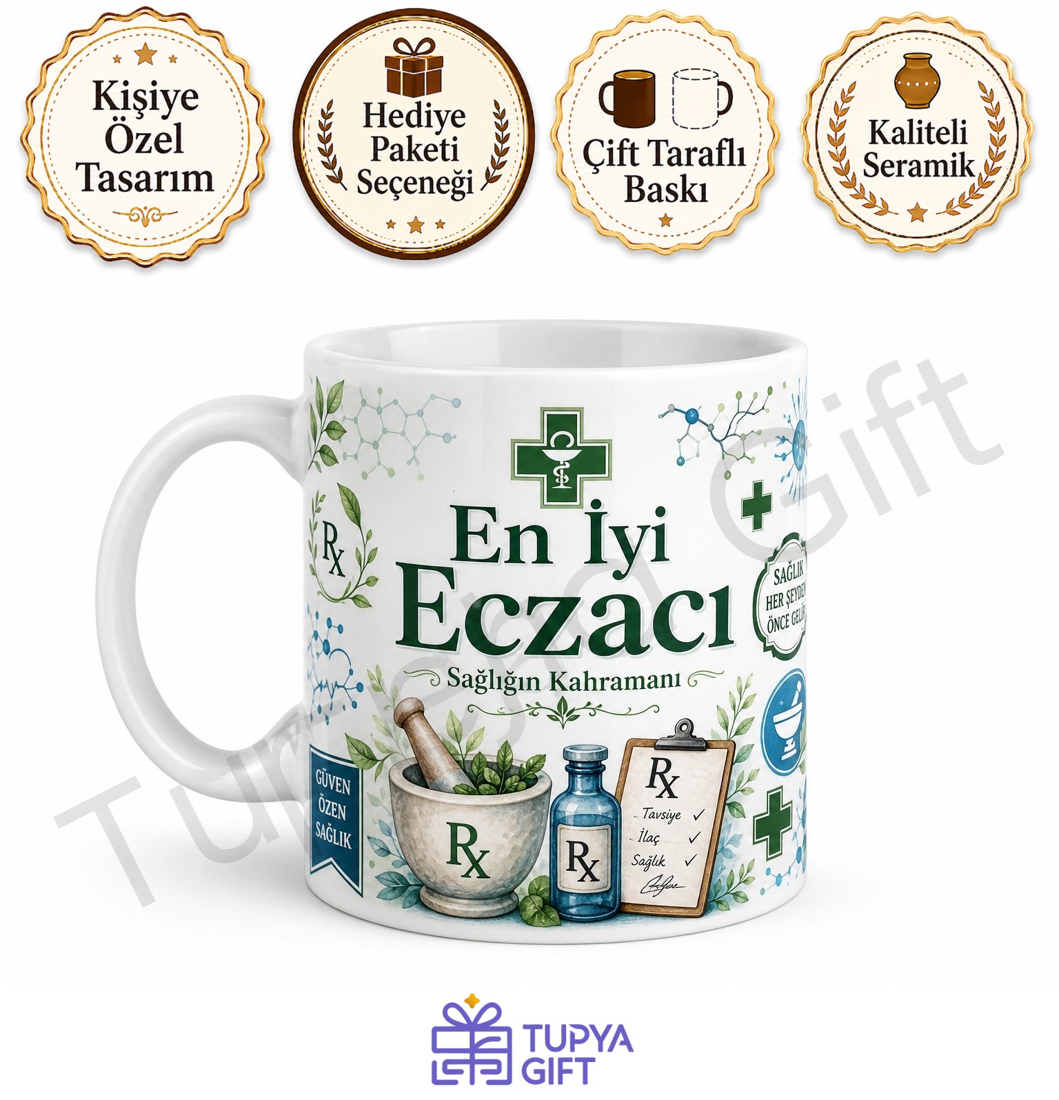Eczacıya Hediye Kişiye Özel Baskılı Kupa Bardak Eczacı Günü Hediyesi