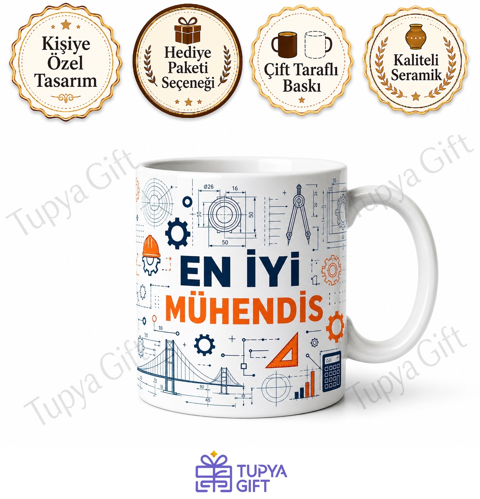 Mühendise Hediye Kişiye Özel Baskılı Kupa Bardak Mühendis Hediyesi