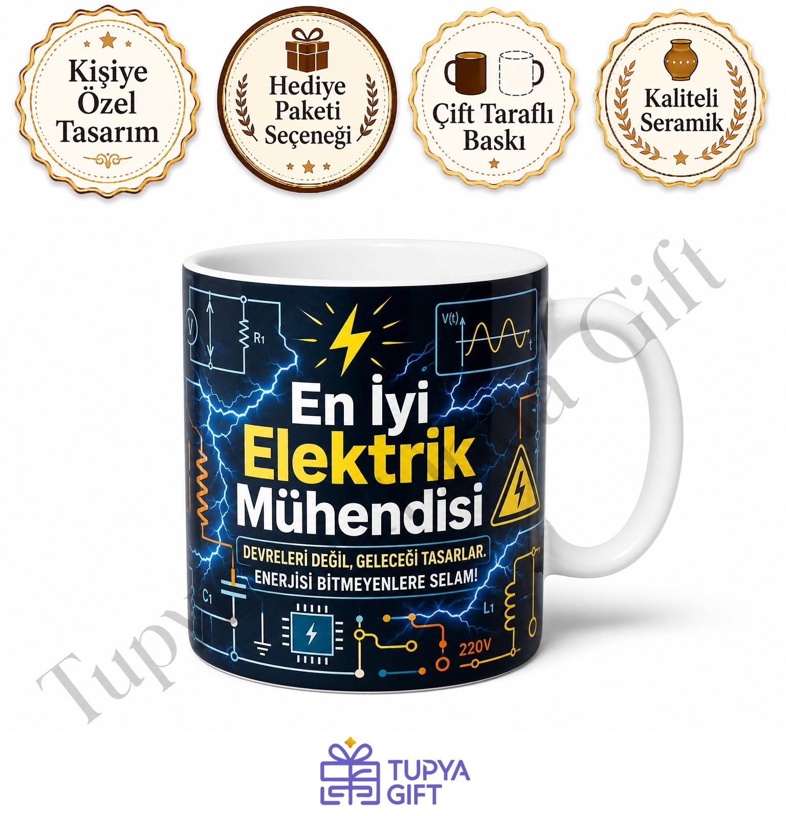 Elektrik Mühendisine Hediye Baskılı Kupa Bardak Elektrik Mühendisliği Hediyesi