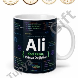 Yazılımcıya Hediye İsme Özel Baskılı Kupa Bardak Programcı Developer Hediyesi